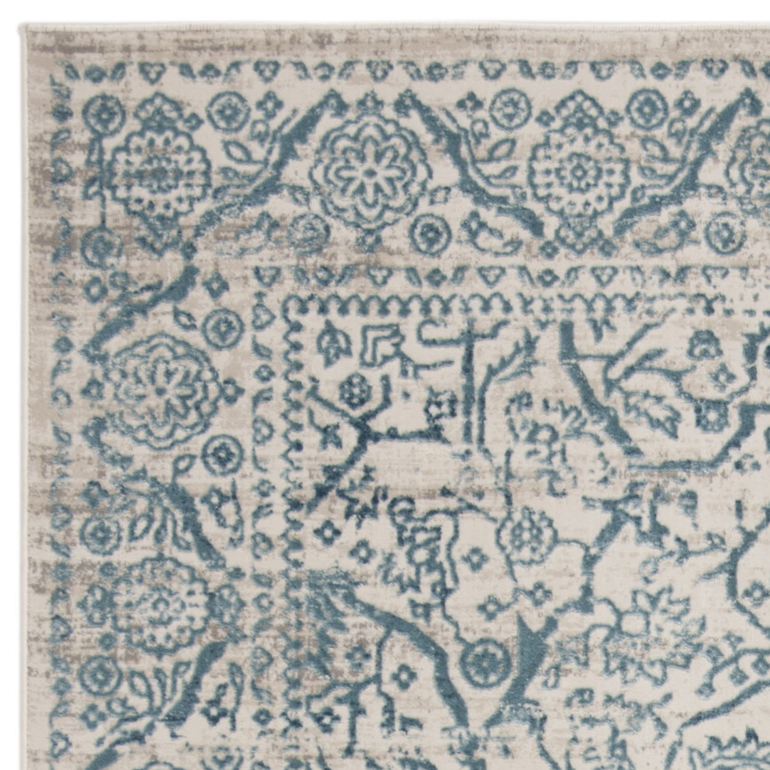 SAFAVIEH Princeton Xavier Floral Bordered Area Rug, Blue/Beige, 5'1" x 7'6"