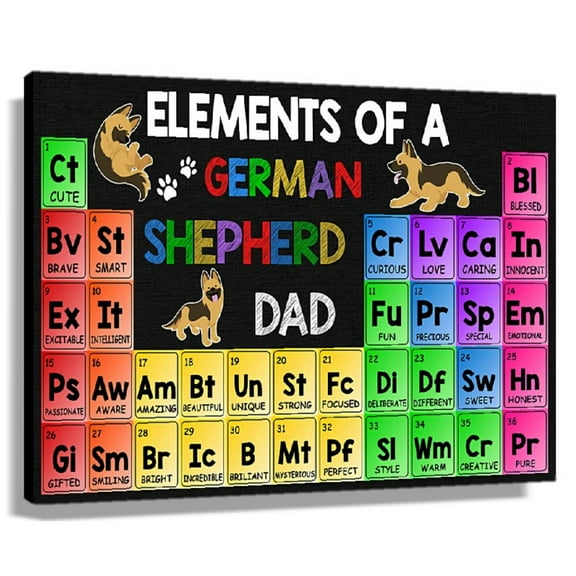 Cute German Shepherd Dog Wall Art Elements Poster Painting Pictures For Bedroom Teen Girl Room Decor Prints Home Canvas Unframed 12×18 in