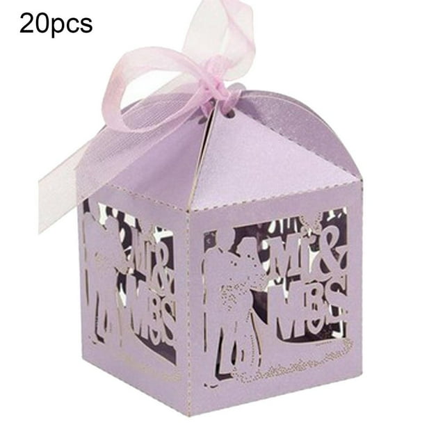 20Pcs Cutout Butterfly Candy Boxes Mr Mrs Wedding Party Favor Chocolate Case Candy Box Mr & Mrs Pattern Hollow Party Favor Chocolate Box Butterfly Design
