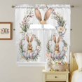 thumbnail image 5 of Easter Bunny Swag Curtains Valance & Tier Set, Watercolor Rabbit Yellow Blue Pink Egg Floral Leaf Wreath 3 Pcs Set Kitchen Swag Valances and Tiers 24 Inch Length Rod Pocket Curtain Drapes for Bedroom, 5 of 9