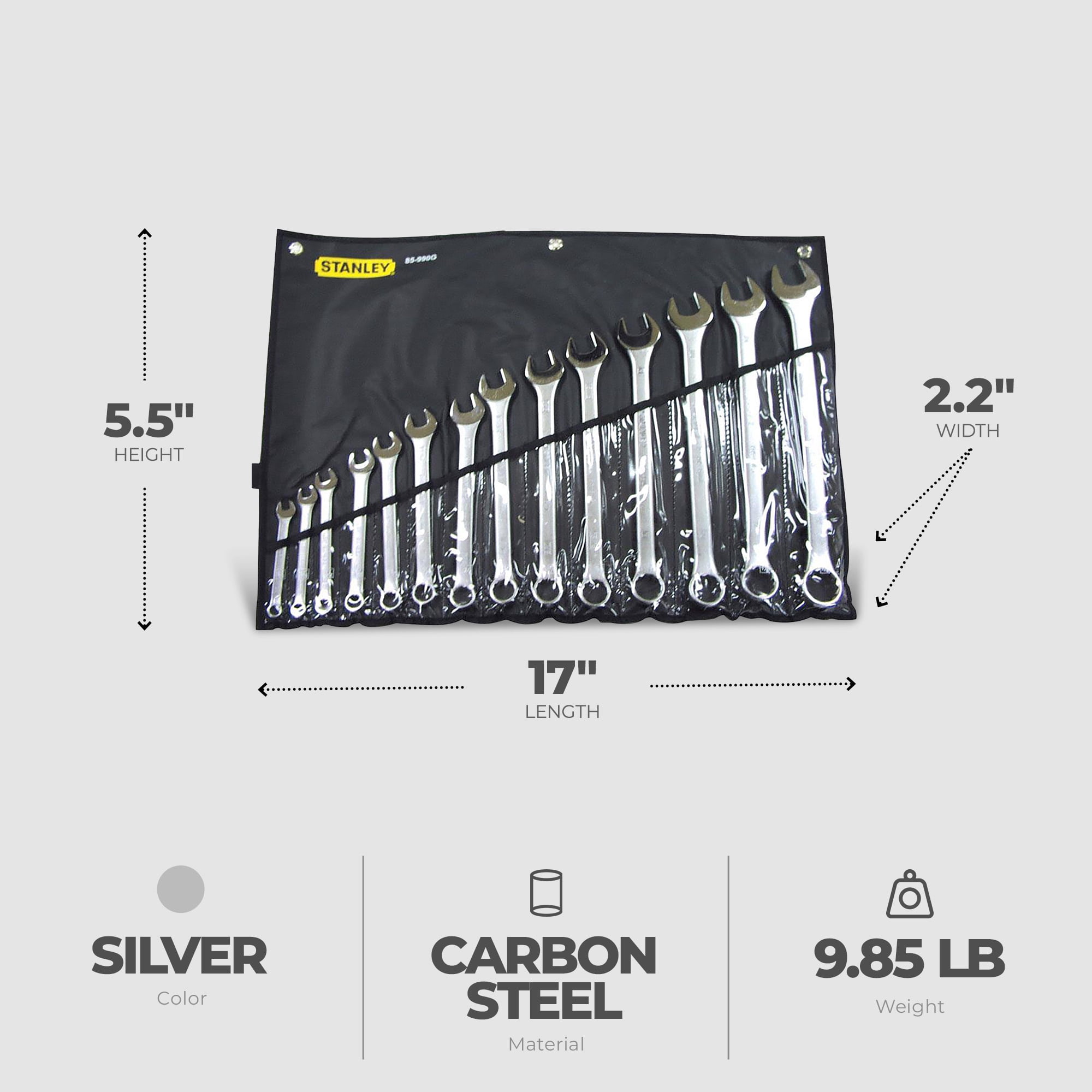 Master Mechanic 14 Piece Chrome Plated Finish SAE Combination Wrench Set