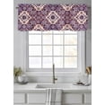 thumbnail image 4 of Purple Boho Curtain Valances for Windows, Farmhouse Ethnic Abstract Floral Pattern Kitchen Valance Window Treatment, Light Filtering Block Curtains for Bathroom/Bedroom/Living Room 60'' x 18'', 4 of 9