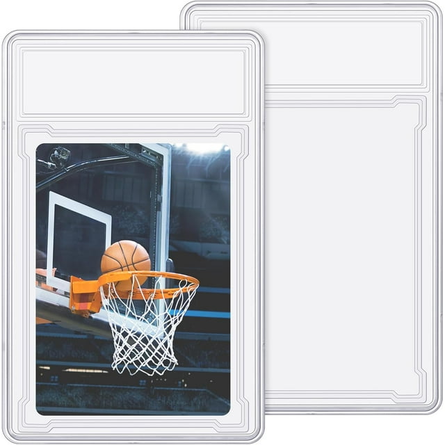Étui Protecteur pour Cartes à Collectionner en Acrylique Transparent, Porte-Cartes de Baseball avec Position d'Étiquette, Pochettes Rigides, Petite Boîte de Rangement Robuste pour Collectionneur Standard, Sport, Qualité de Jeu (2 Pcs)