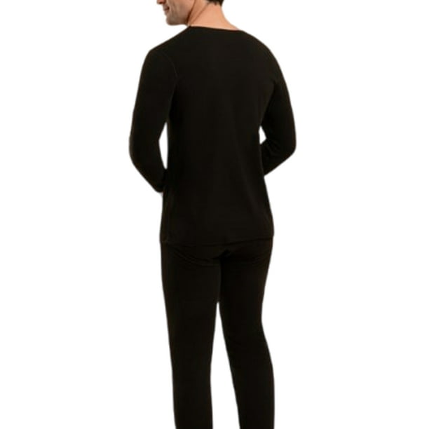 Innerwin Base Layer Sets Long Sleeve Men Thermal Underwear Home Crew Neck  Lightweight Johns Set Men's - Black S 