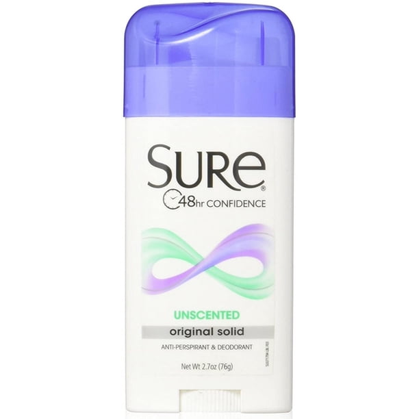 2 Pack Sure Original Solid Antiperspirant & Deodorant Unscented 2.7oz