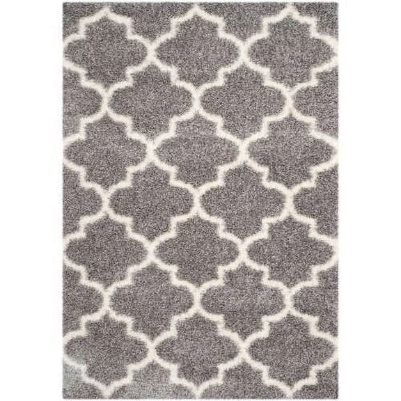 SAFAVIEH Montreal Lennart Geometric Quatrefoils Shag Area Rug, Grey/Ivory, 3' x 5'