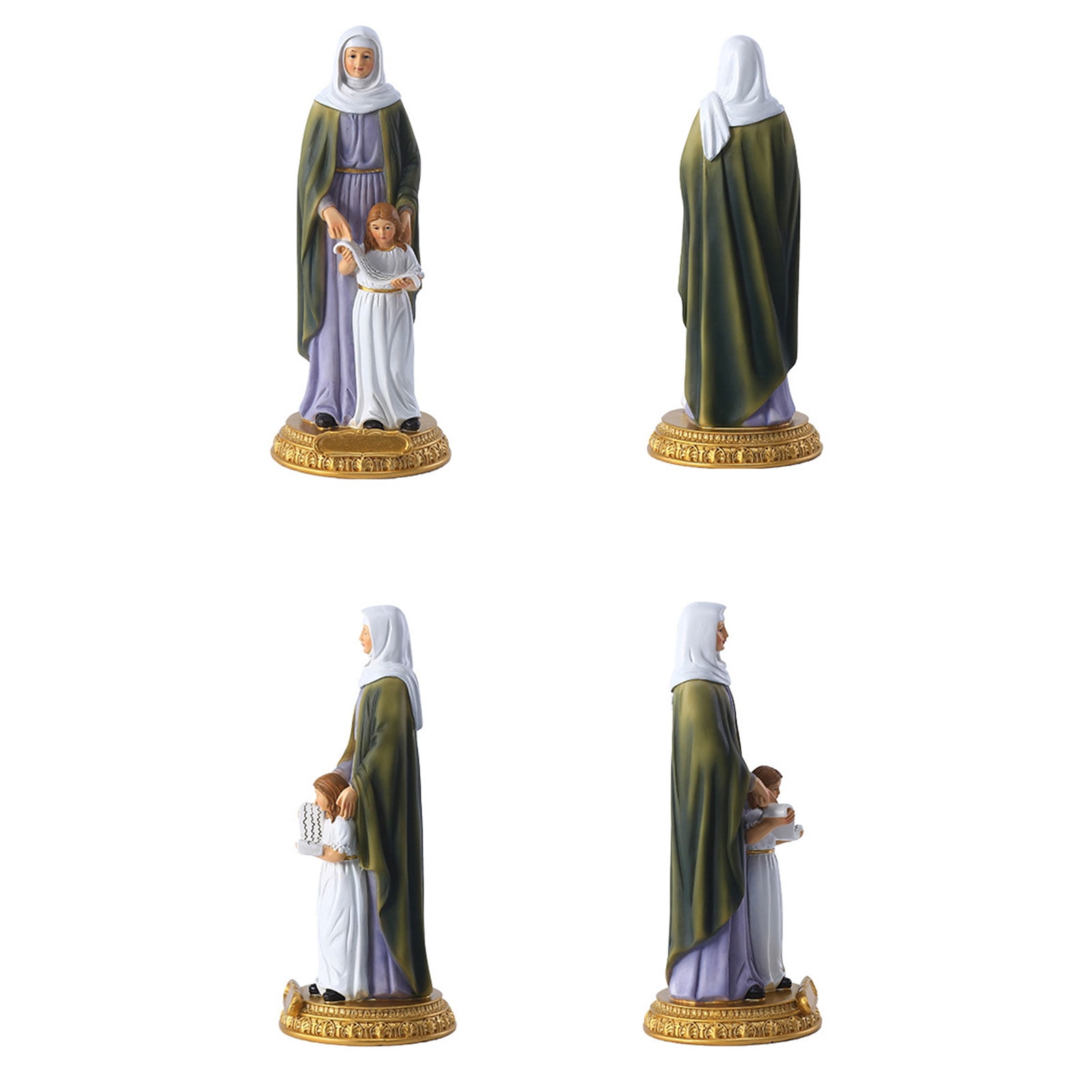Oasiva Virgin Mary with Saint Anne Blessed Catholic Sculpture Resin Christian Statue for Home Living Room Garden Church Decoration Religious Gift
