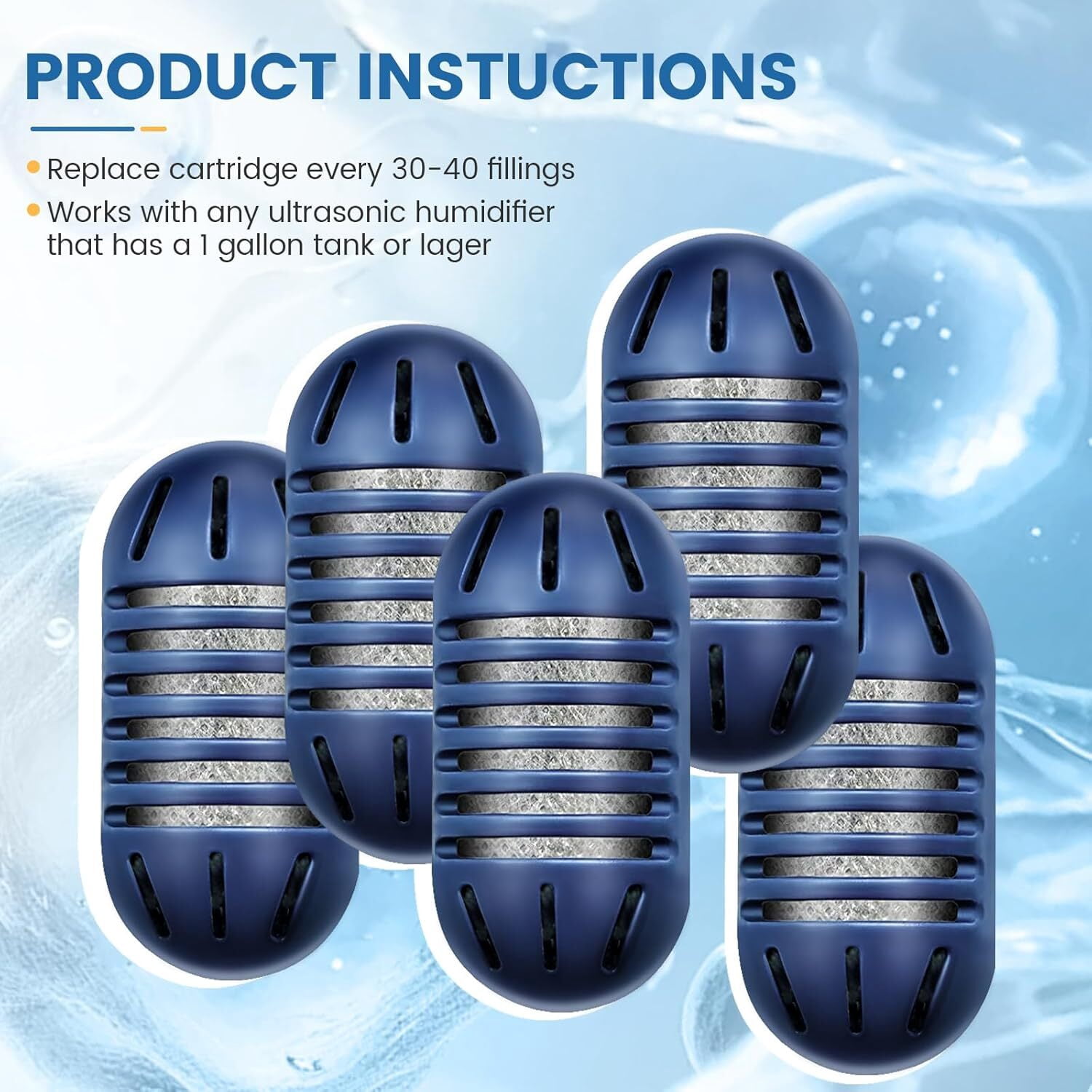 Demineralization Cartridge for HoMedics Ultrasonic Humidifiers: 20-Pack Demineralization Cartridges Filter Replacement, Filters Mineral Deposits, Prevents Hard Water Build-Up, Purifies Water