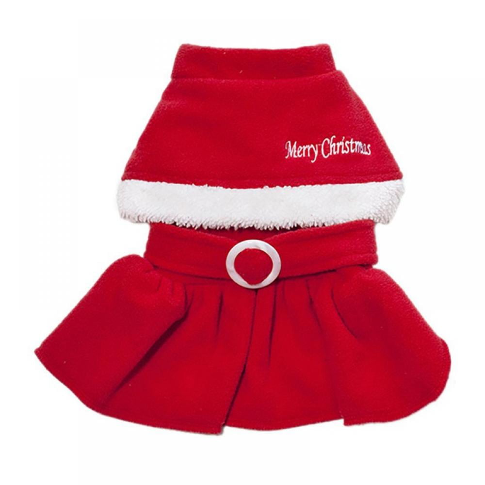 Topumt Pet Christmas Coat Dog Cat Santa Claus Suit Xmas Skirts Dog
