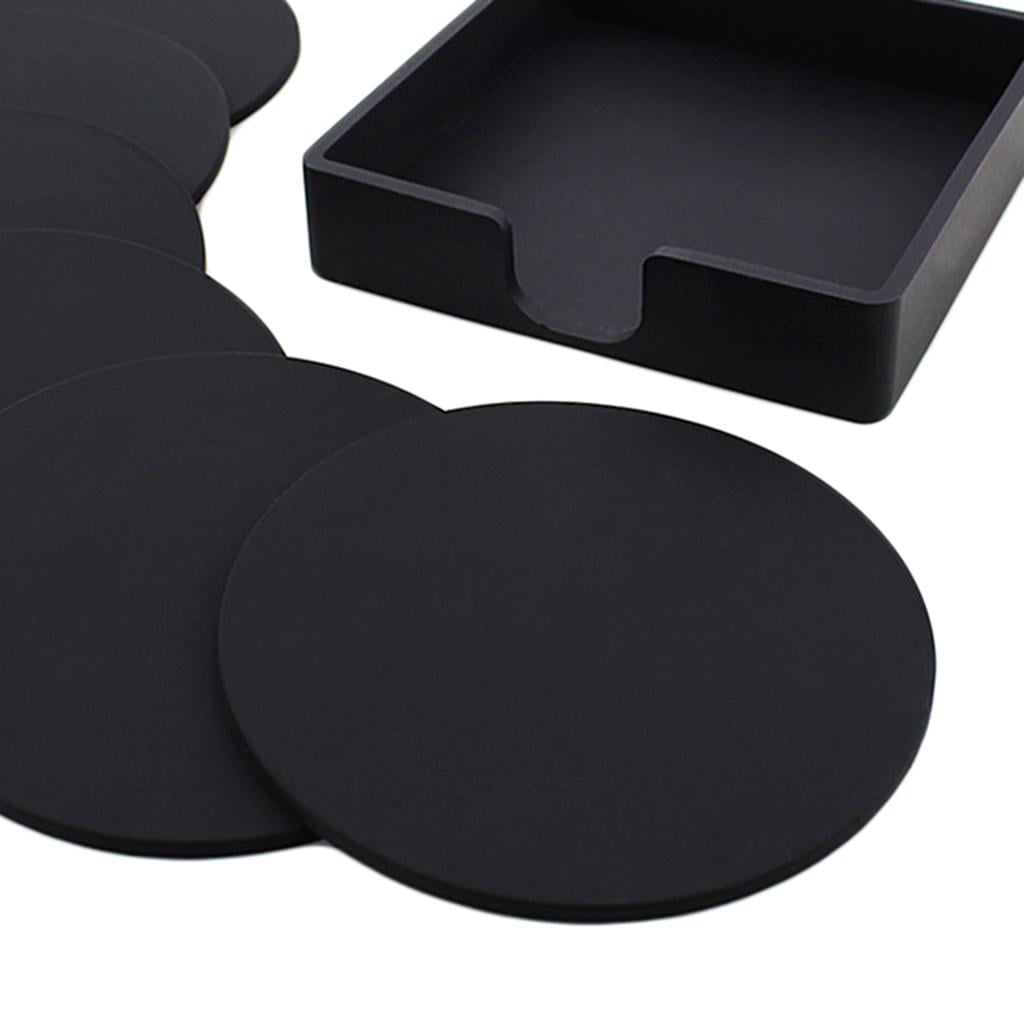 7pcs NEW Solid Color Rubber Coasters Silicone Glass Cushion Non-slip Placemat 