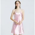 thumbnail image 2 of Camisón de seda de hielo de verano para mujer, pijama sexy de seda fina con tirantes, ropa de hogar de primavera y otoño de imitación de seda, 2 of 6