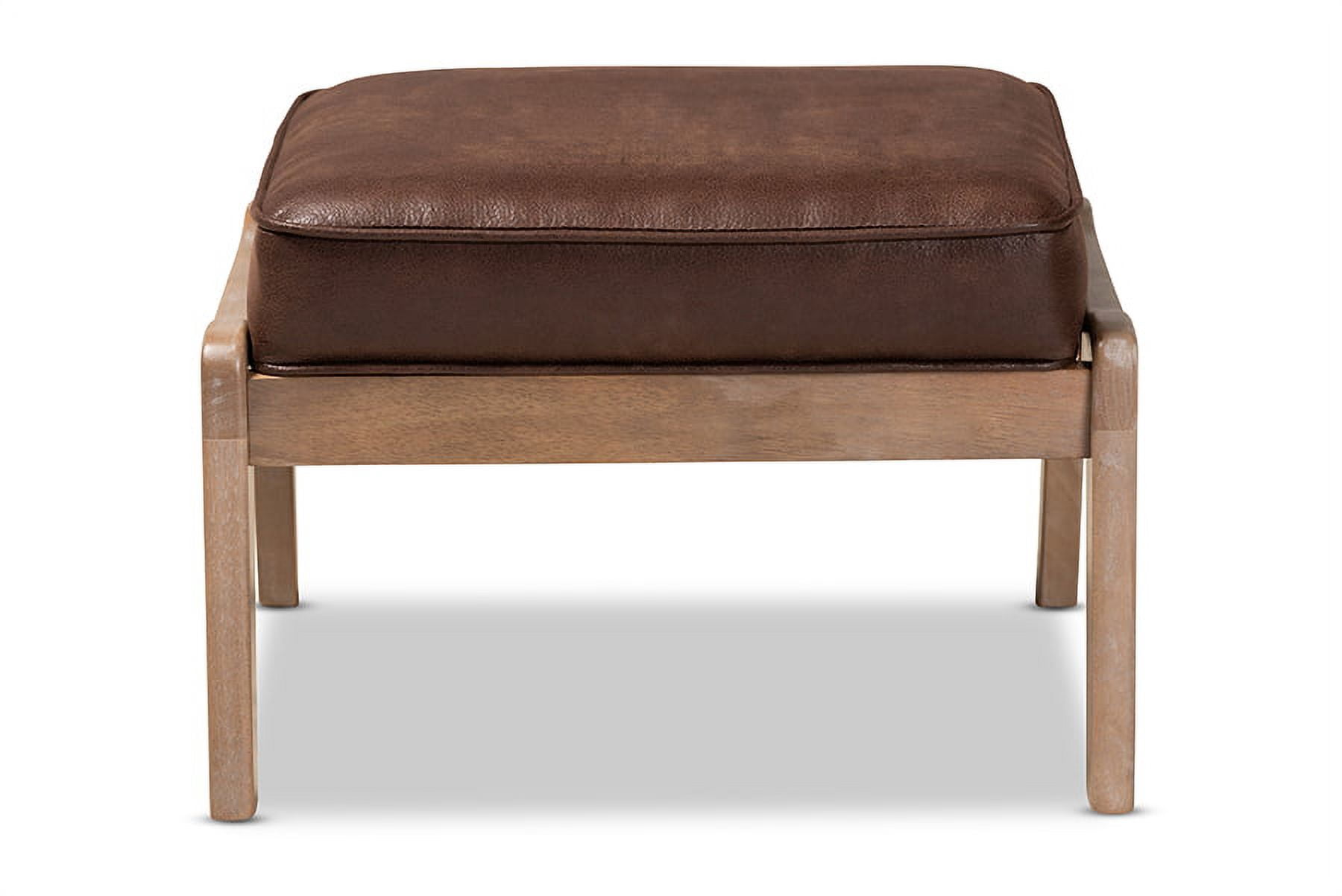 Baxton Studio Sigrid Dark Brown Faux Leather Upholstered Oak Wood Ottoman