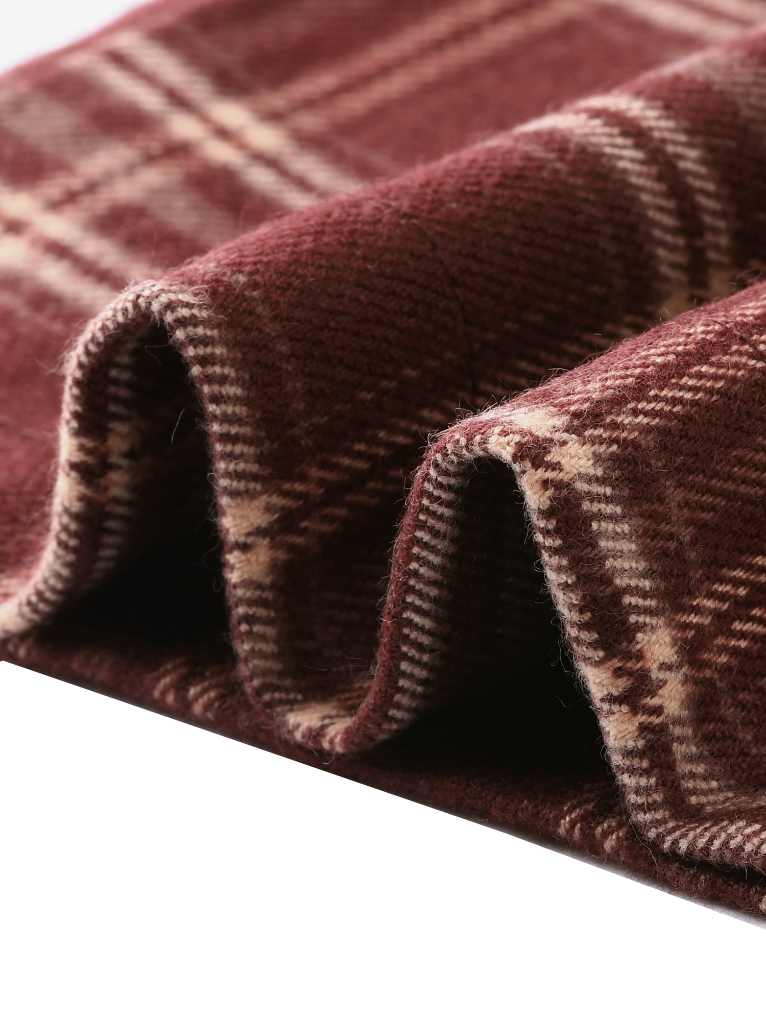 DARING DIVA Women's Plaid Pants Elastic Waist Casual Office Long Trousers M Wine Red
