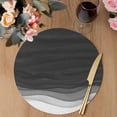 thumbnail image 3 of Ombre Waves Round 15 Inch Placemats Set of 4, Abstract Art Gradient Black Modern HeatResistant Non Slip Place Mats for Dining Table, Wipeable Braided Kitchen Table Mats for Housewarming, 3 of 9