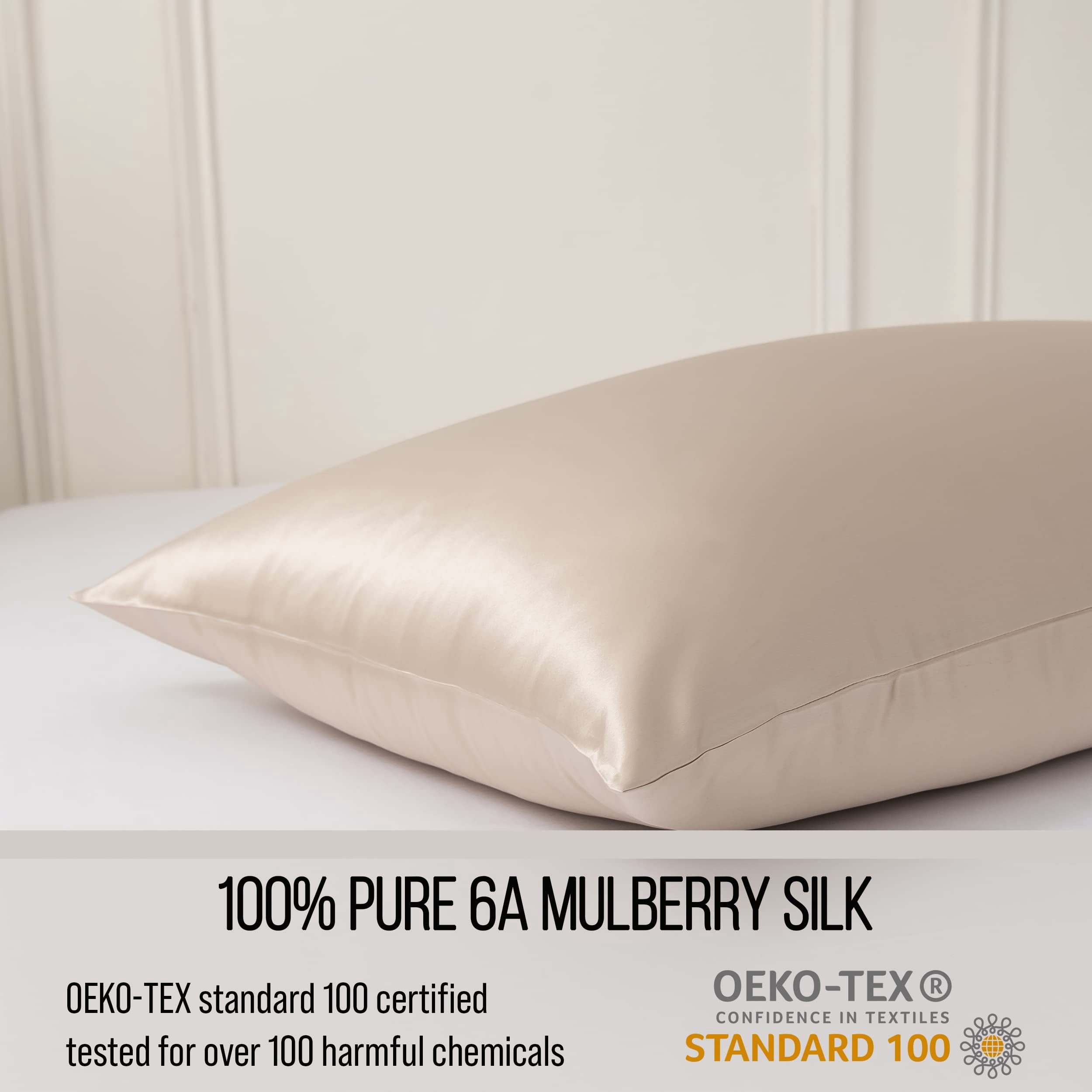 Bella Coterie Luxury Silk Pillowcase For Hair And Skin | 30 Momme Pure 6a Mulberry Super Soft Perfectly Plush [standard  Champagne]