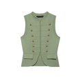 thumbnail image 3 of Women's Fashion Slim Fit Knitted Vest Retro Sleeveless Slim Fit Button Business Casual Vest Soft Elegant Lightweight Vest Daily Office Travel Outfits, Green M, 3 of 3