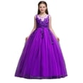 thumbnail image 2 of BRGZLK Flower Girl Maxi Dress Summer 2026 Solid Color Sleeveless Round Neck Tulle Dresses Wedding Guest Birthday Party Princess Gown Purple 9-10 Years, 2 of 5
