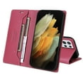 thumbnail image 3 of For Samsung Galaxy S21 Ultra Flip Wallet Case,[RFID Blocking]PU Leather Magnetic Folio Cover,With Card Slots,Flip Folding Kickstand,Shockproof TPU Anti-fall Rugged Phone Case Cover,Red, 3 of 9