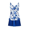 thumbnail image 4 of UJNDER Maillots de Bain pour Femmes Tankini Bikini Mini Robe de Bain Mode Imprimé Col en V Plissé Plage Bain Tenue de Plage Maillots de Bain pour Femmes Bleu G, 4 of 5
