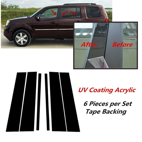 Possbay Window Pillar Posts Door Side Trim Covers Fit for Honda Pilot Ridgeline 2009-2015