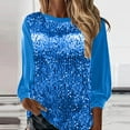 thumbnail image 2 of Womens Blouses Tops New V Neck Shiny Sequin Elegant Sequin Long Sleeve Loose Version Of Sequin Womens Dressy Casual Shirts,BU1,L, 2 of 5