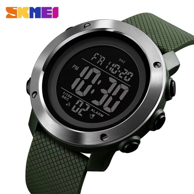 Waterproof 50M Dual Time Sports Watch with Stainless Steel & ABS Case, PU Strap, Electronic Movement, Stopwatch, Luminous, Date/Week Display, Alarm, Countdown, 46mm Resin Mirror Dial - 51g Net