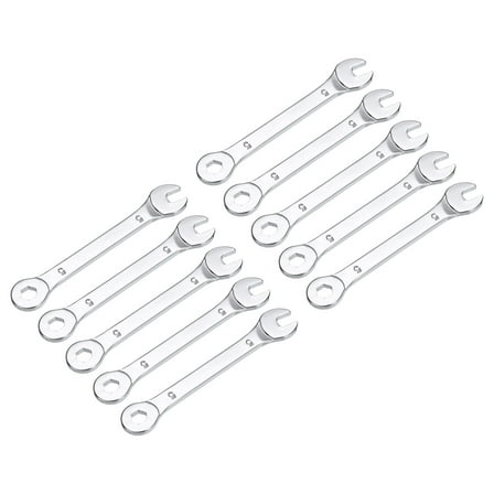 10 Packs 5mm Thin Combination Wrench with Offset 6-Point End and Angled Open End