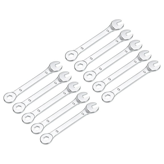 10 Packs 5mm Thin Combination Wrench with Offset 6-Point End and Angled Open End