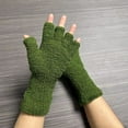 thumbnail image 2 of harmtty Winter Gloves Unisex Half-finger Thermal Gloves Soft Fleece Elastic Wrist Anti-slip Windproof Extended Wrist Ideal for Winter Weather Writing Typing 1 Army Green, 2 of 8