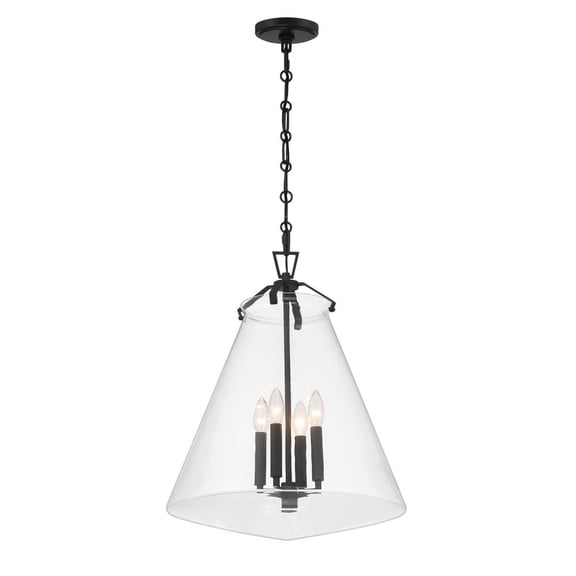 VSS-7018-MK Crystorama Lighting Voss - 4 Light Pendant-22.5 Inch Tall and 18 Inch Wide-Matte Black Finish