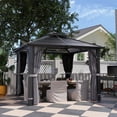 thumbnail image 2 of Outsunny Pavillon à Toit Rigide en Polycarbonate 10 Pieds x 10 Pieds avec Moustiquaire et Rideaux, 2 of 10