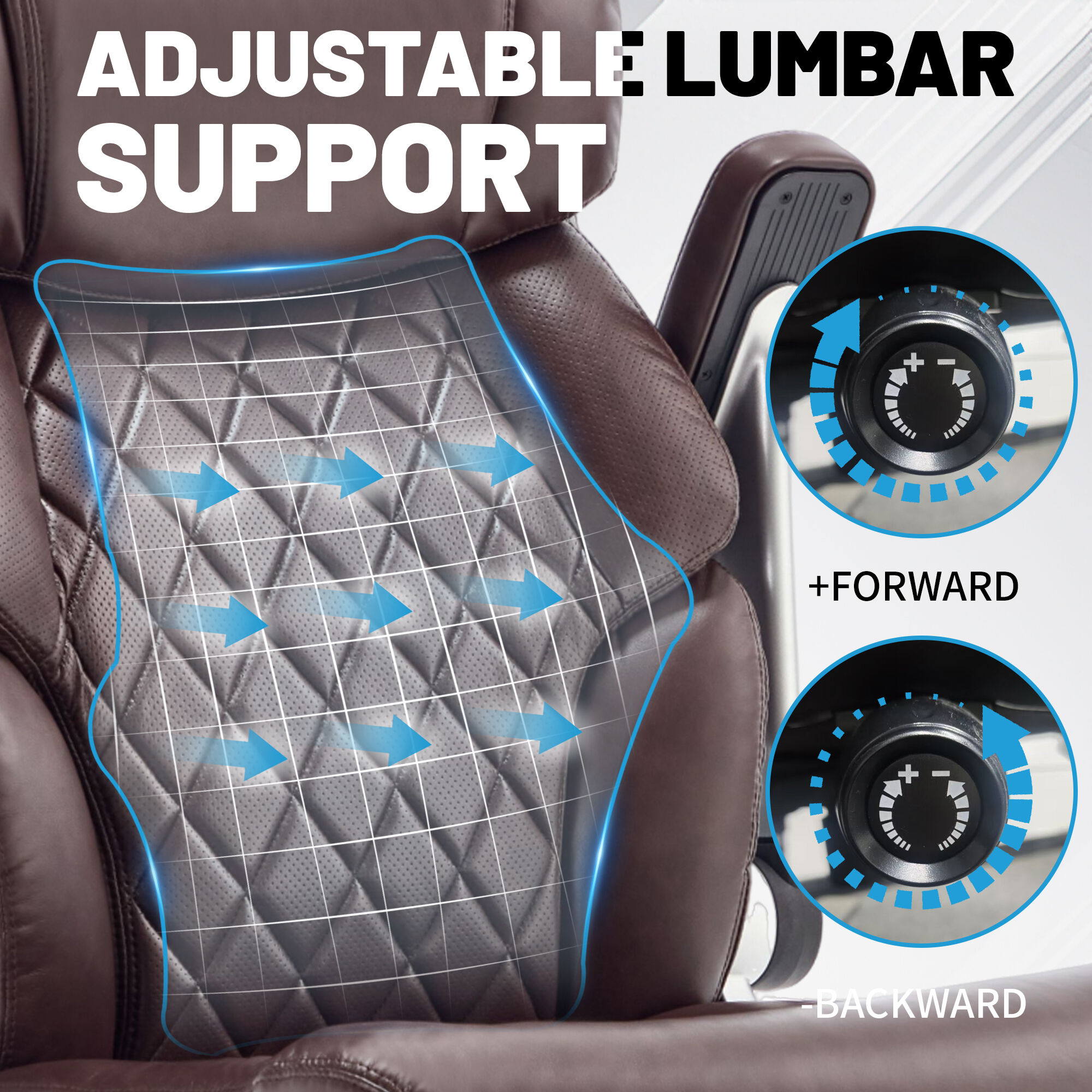 800LBS High Capacity Office Chair for Various Body Types with High Back, Wide Seat and Adjustable Lumbar Support, Computer Desk Chair with Multi-Angle Adjustable Flip Arms for Home Office