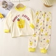 thumbnail image 2 of VOAVEKE Girls Pajamas,Toddler Pajamas,Breathable Blend Print Pajama Set for Girls with Round Neck and Ribbed Ankles Perfect for Cold Weather and Holiday Matching Yellow 1-2 Years, 2 of 4