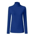 thumbnail image 5 of Lumtrix Women's Mock Turtle Neck Long Sleeve T Shirts Basic Lightweight Stretch Slim Fitted Tops Fall & Winter for Underwear Soft Casual Tops Blue M, 5 of 5