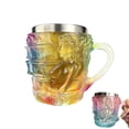 thumbnail image 1 of Tasse Espresso en Résine Iridescente avec Figurine Sculptée, Intérieur en Acier Inoxydable, Gobelet à Cocktail Isolé à Double Paroi, Petite Capacité de 150 ml, Cadeau Unique de Vaisselle pour Boissons, 1 of 8