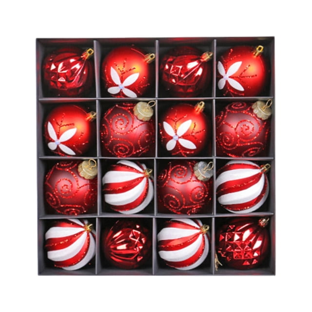 Adornos de Bolas de Navidad Macarena 16 Uds colgantes Rojo