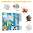thumbnail image 5 of Zimtown Portable Wardrobe Closet, 16 Cube Kids Children Toy Clothes Bookshelf Plastic Storage Organzier, Blue, 5 of 8