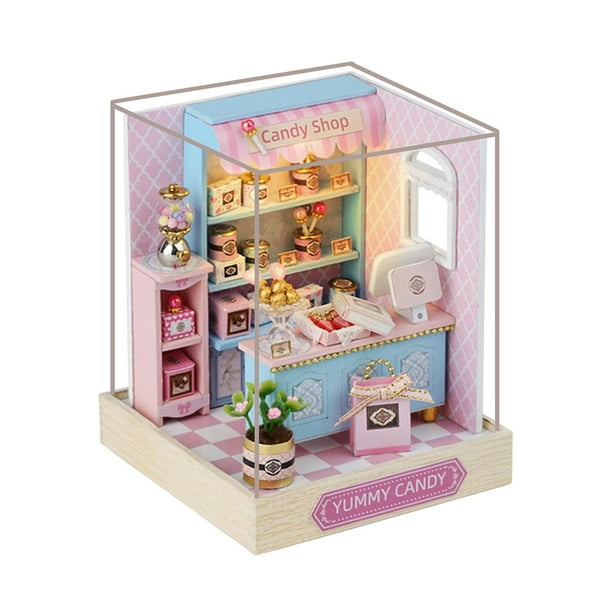 Kits de bricolaje para casas de muñecas en miniatura, maqueta de casa de muñecas de madera, maqueta de minicasa hecha a mano Delicioso caramelo