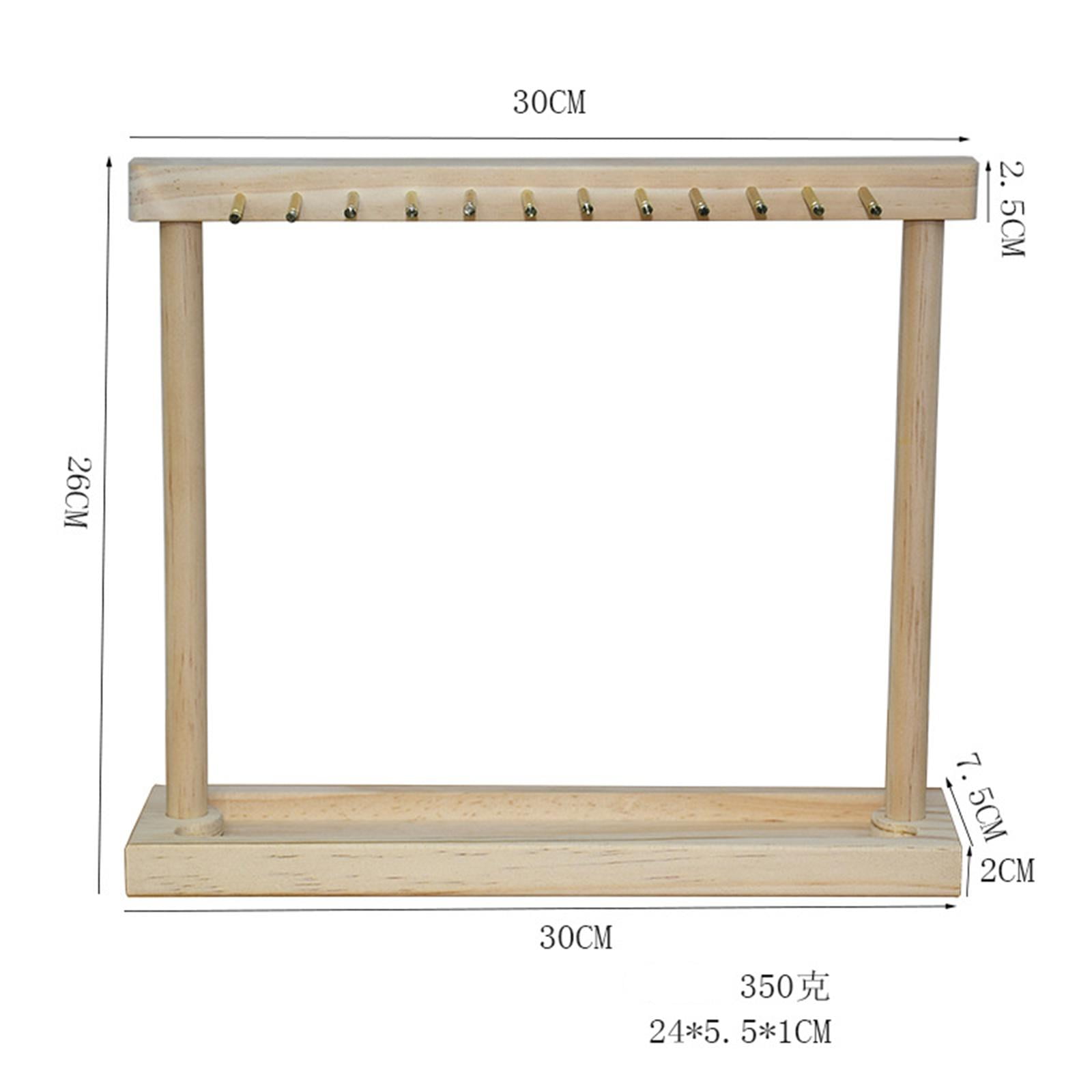 Modern Jewelry Organizer Display Stand, Wood Countertop Necklace Holder Display with Hooks for Pendants Necklace Rings Chains Storage Rack 12 Hangers