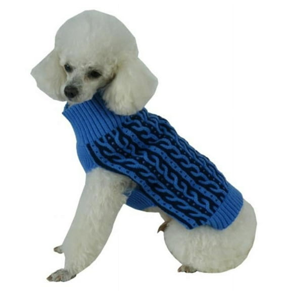 Harmonious Dual Color Weaved Heavy Cable Knitted Dog Sweater, Small