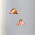 thumbnail image 6 of FSLiving Plug-in Pendant Hanging Light with 15FT Power Cord Modern Design Brass Pink Glass Shade Dimmable Pendant Lamp for Bedside Bay-Window Kitchen Dining Table - 1 Pack, 6 of 6