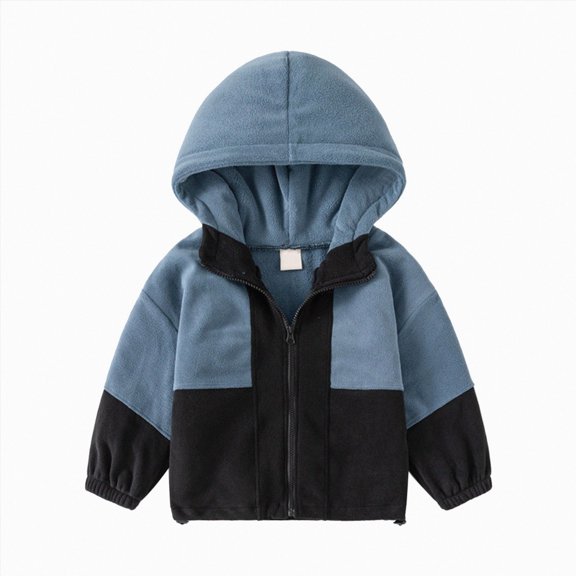Toddler Boys Long Sleeve Winter Warm Outwear Hoodie Jacket Coat Patchwork Color Zipper,Patchwork Zip Jacket 3-4 Years