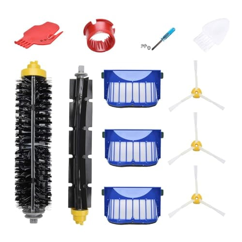 Replacement Parts Kit for iRobot Roomba 600 Series 694 692 690 614 680 660 651 650 & 500 Series 595 585 564 552,3 Filter,3 Side Brush,1 Pairs Bristle and Flexible Beater Brush