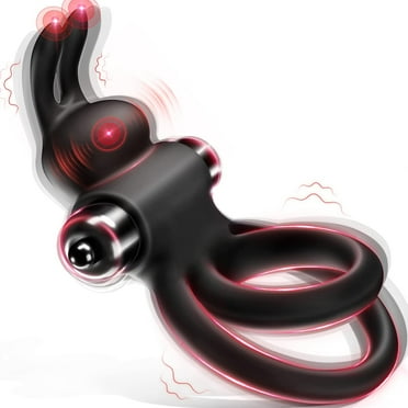 Vibrating Cock Rings Dual Penis Rings Rabbit Ear, Silicone Cock Ring Vibrator Male Sex Toys for Men Couples