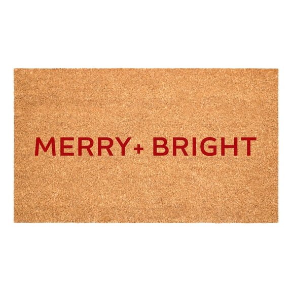 Red Ultra Modern Merry & Bright Doormat 24" x 36"