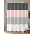 thumbnail image 4 of Fsddascl Pink Grey Striped Shower Curtain Set - 72" x 78" Washable Bathtub Curtain with 12 Hooks, Farmhouse Modern Waterproof Fabric Stall Shower Curtains for Bathroom/Bathtub Décor, 4 of 6