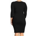 thumbnail image 4 of Women's Elegant Midi Bodycon Dress – Crew Neck, Plus Size, 3/4 Sleeve, 4 of 4