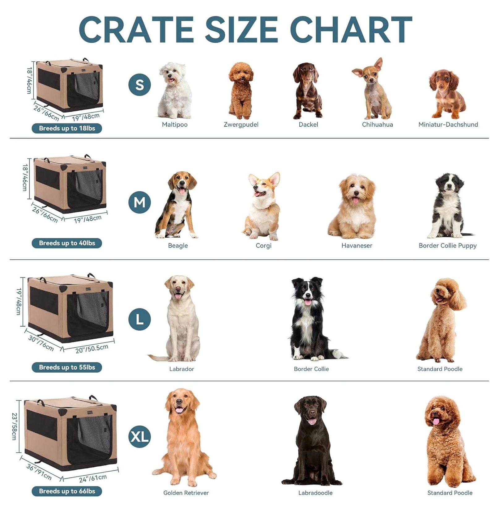 Portable Dog Crate, with Patented Adjustable Fabric Cover, Chewproof & Lockable Mesh Doors, Waterproof Base Collapsible Kennel 30 Inch