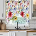 thumbnail image 3 of Swag Valance Curtains for Windows, Blue Red Floral Light Filtering Kitchen Curtains with Rod Pocket, Abstract Yellow Flower Leaf Painting Art Window Treatment Valances for Living Room, 28x36 - 2 PCS, 3 of 9