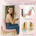 thumbnail image 3 of Vanity Chair with Back & Pillow,Cute Small Cozy Desk Chair No Wheels,Comfy Makeup Ch with Ajustable Gold Legs,for Bedroom,Living Room,Small Space, 3 of 6